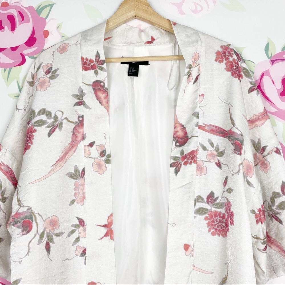 H&M Floral Bird Asian Inspired Kimono XS - Picture 2 of 7